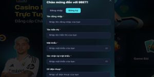 Điền thông tin đăng ký theo yêu cầu của nhà cái 9Bet